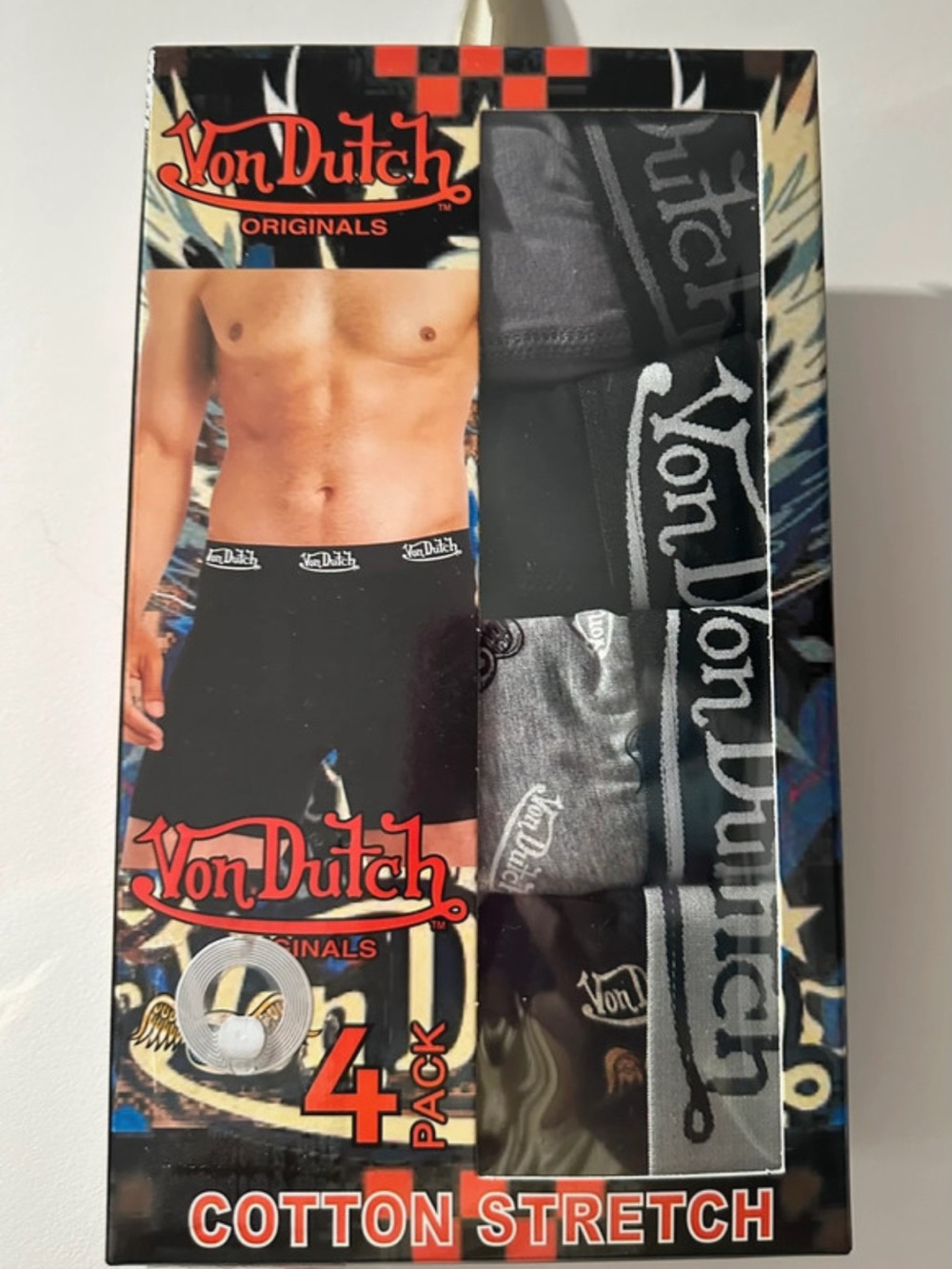 Von Dutch Men’s Cotton Stretch Boxer Briefs - Black & Gray (4 Pack)